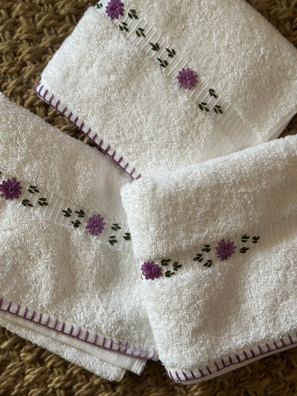 Lavender Embroidered Hand Towel