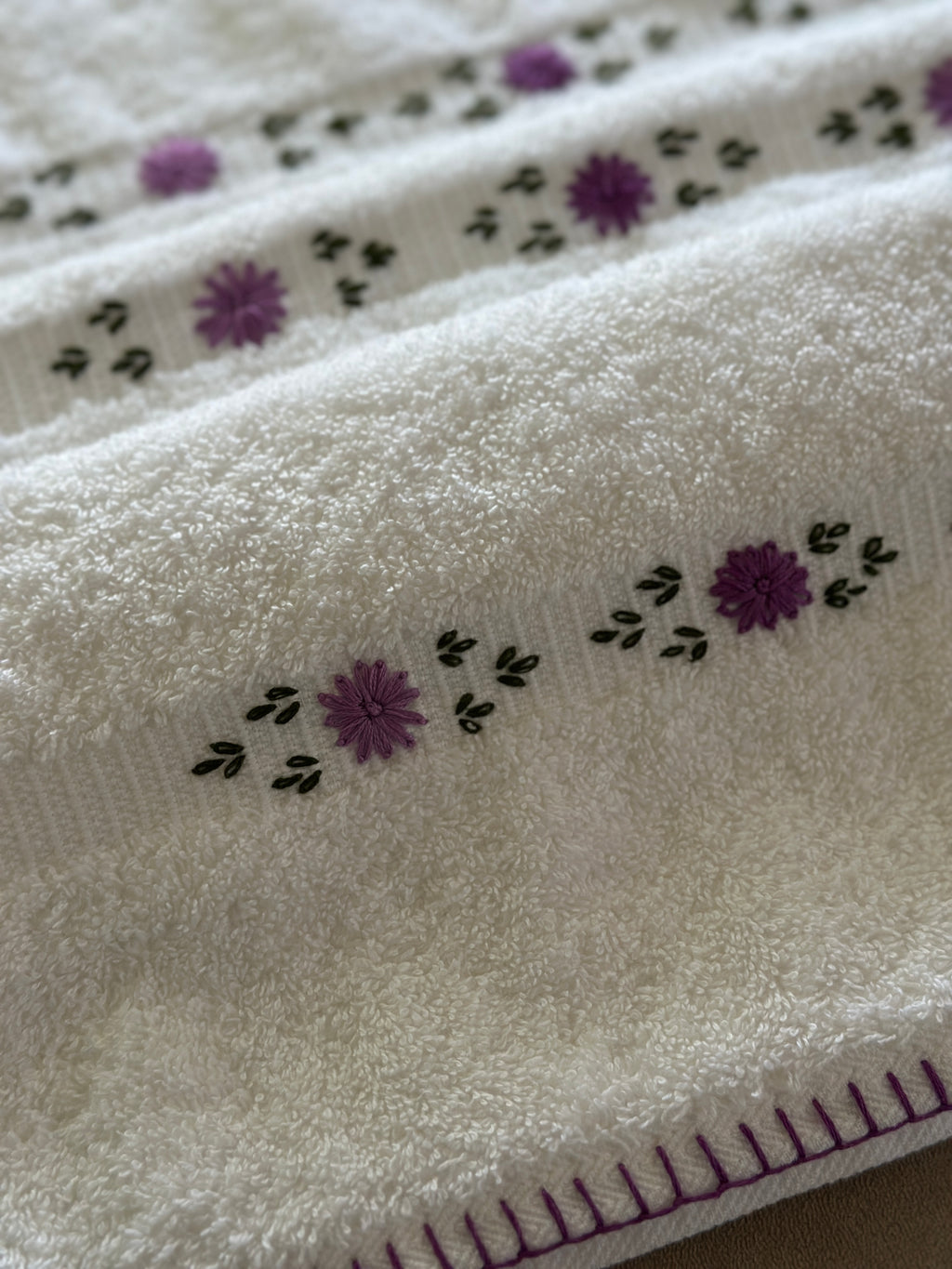 Lavender Embroidered Hand Towel