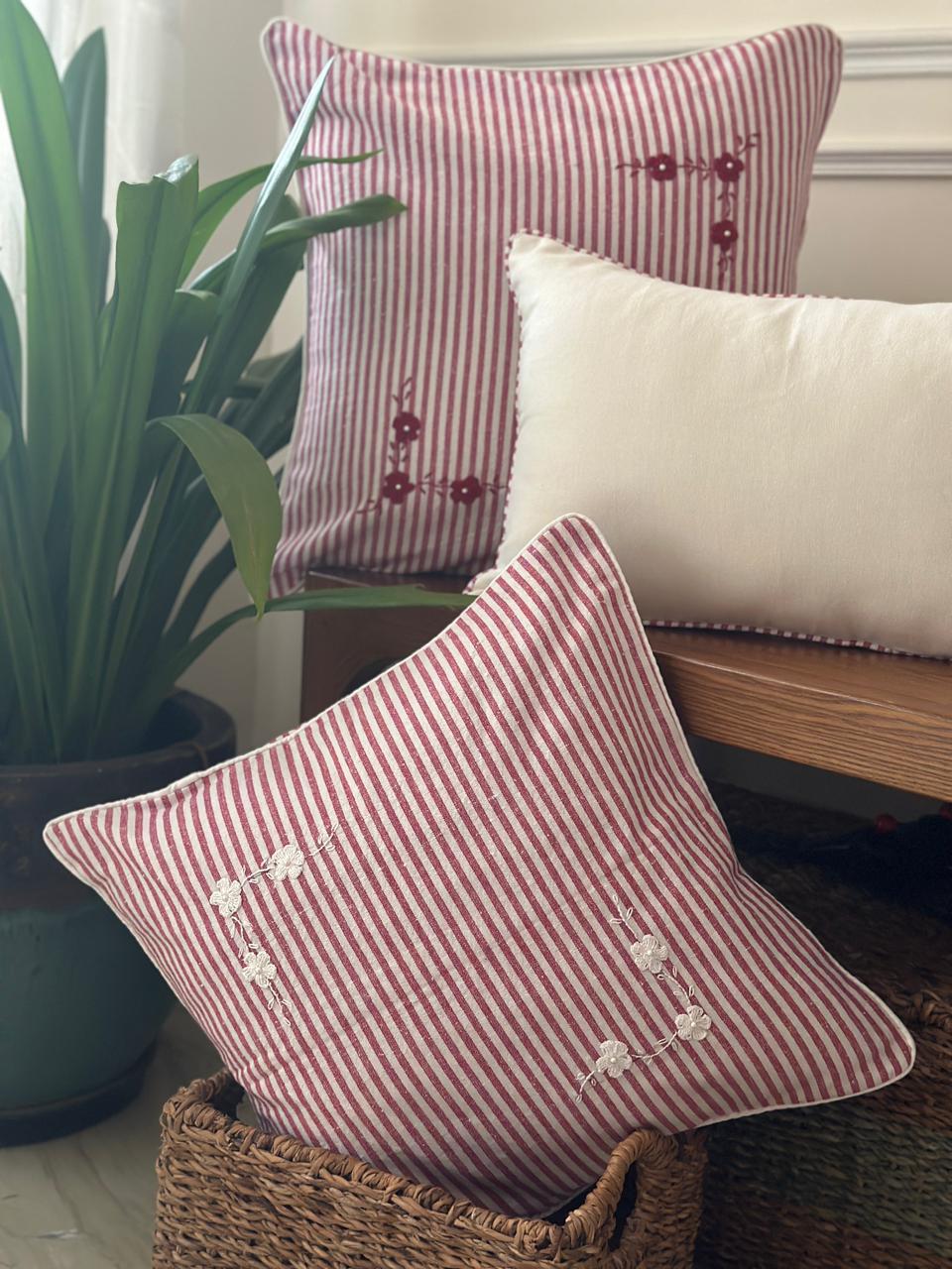 Christmas Cottage Stripe Cushion Cover