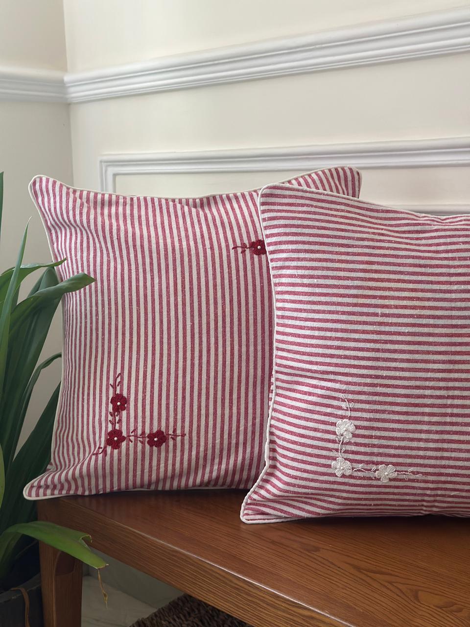 Christmas Cottage Stripe Cushion Cover