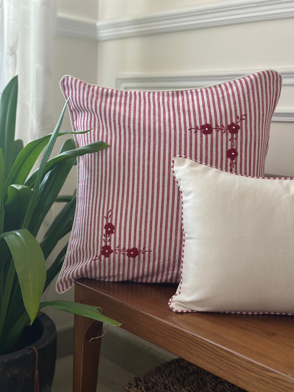 Christmas Cottage Stripe Cushion Cover