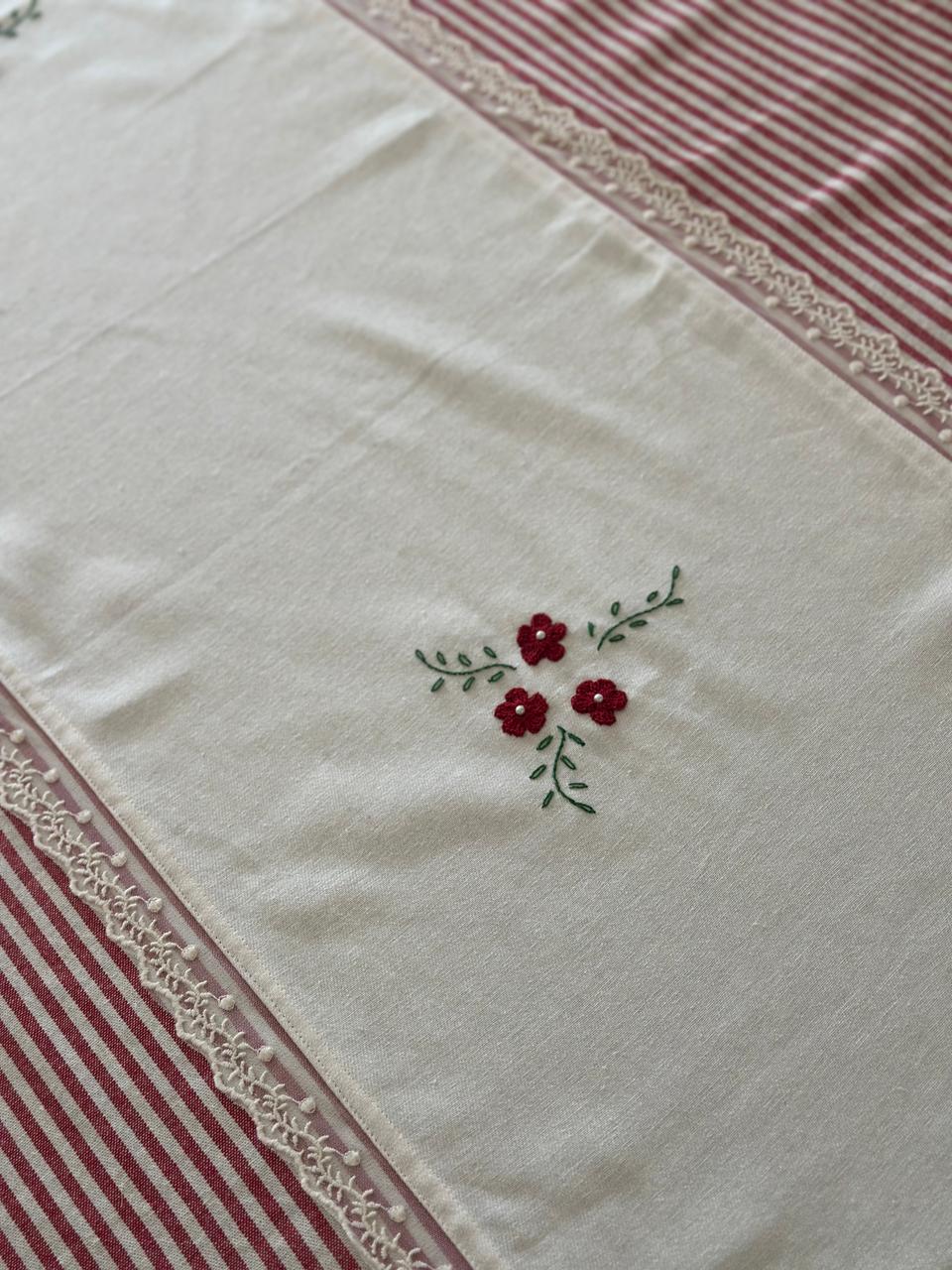 Christmas Cottage Stripe Table Cover