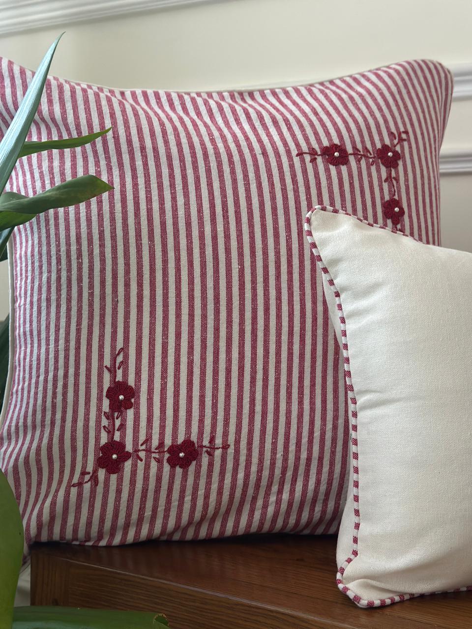 Christmas Cottage Stripe Cushion Cover