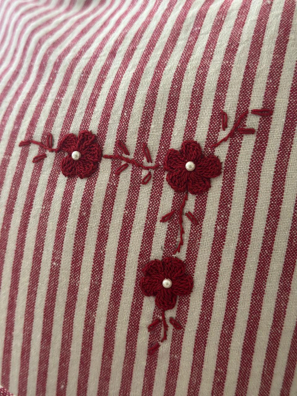 Christmas Cottage Stripe Cushion Cover