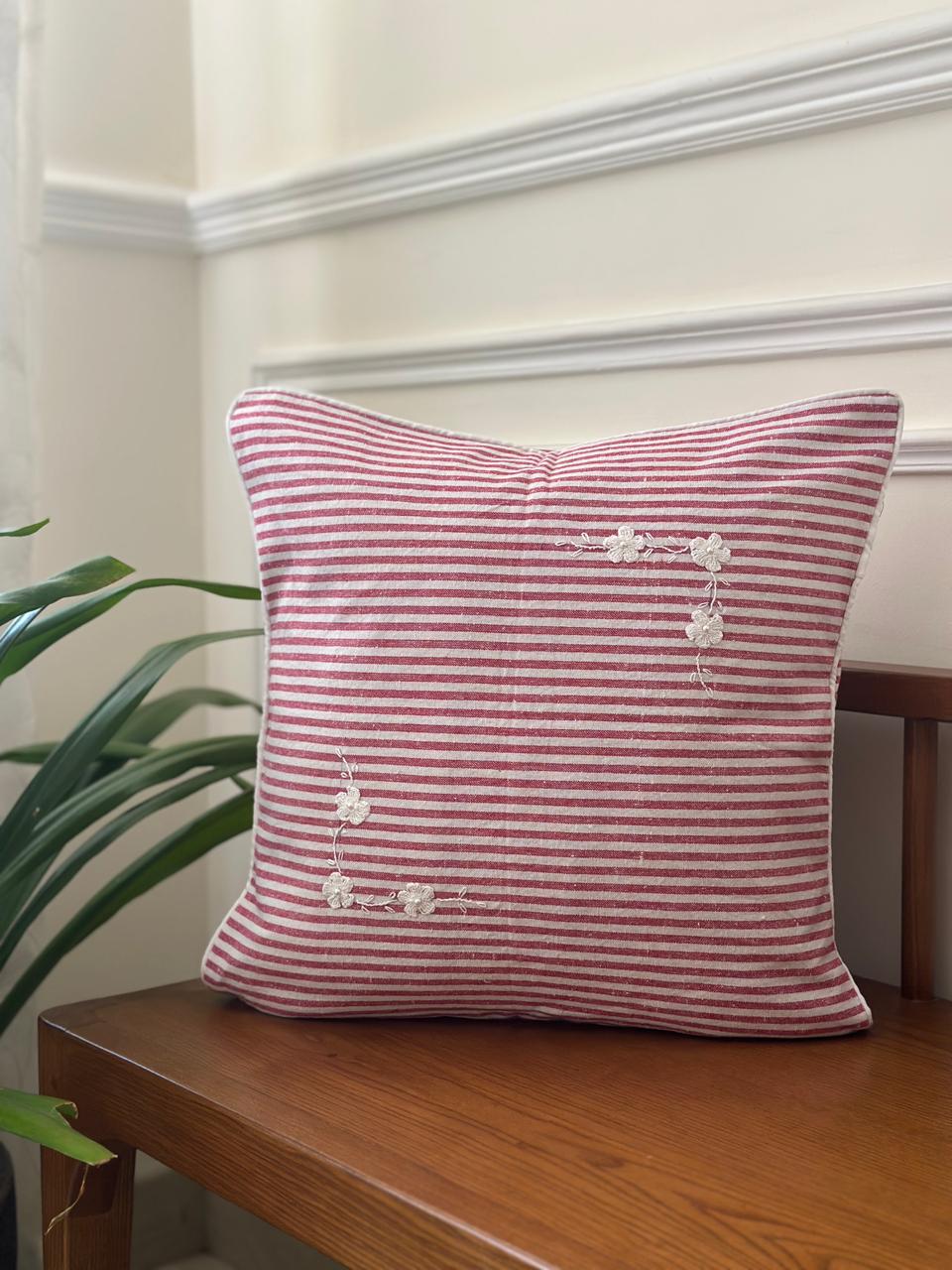 Christmas Cottage Stripe Cushion Cover