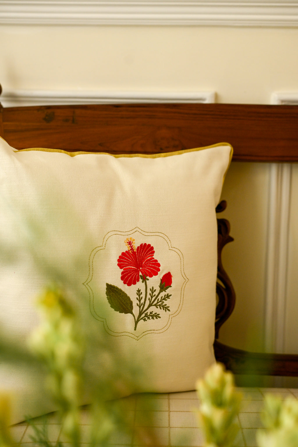 Hibiscus Onam Cushion Cover