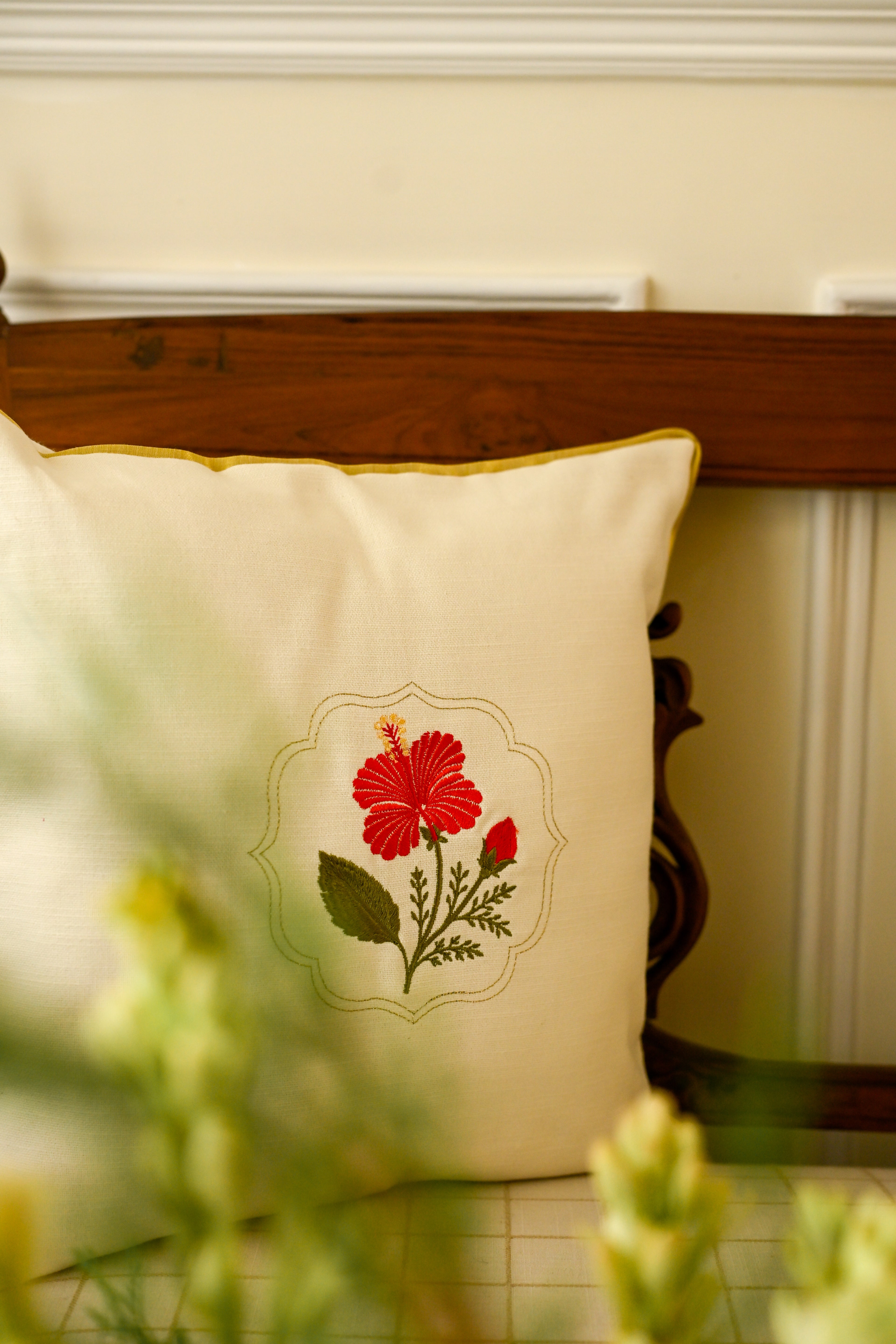 Hibiscus Onam Cushion Cover