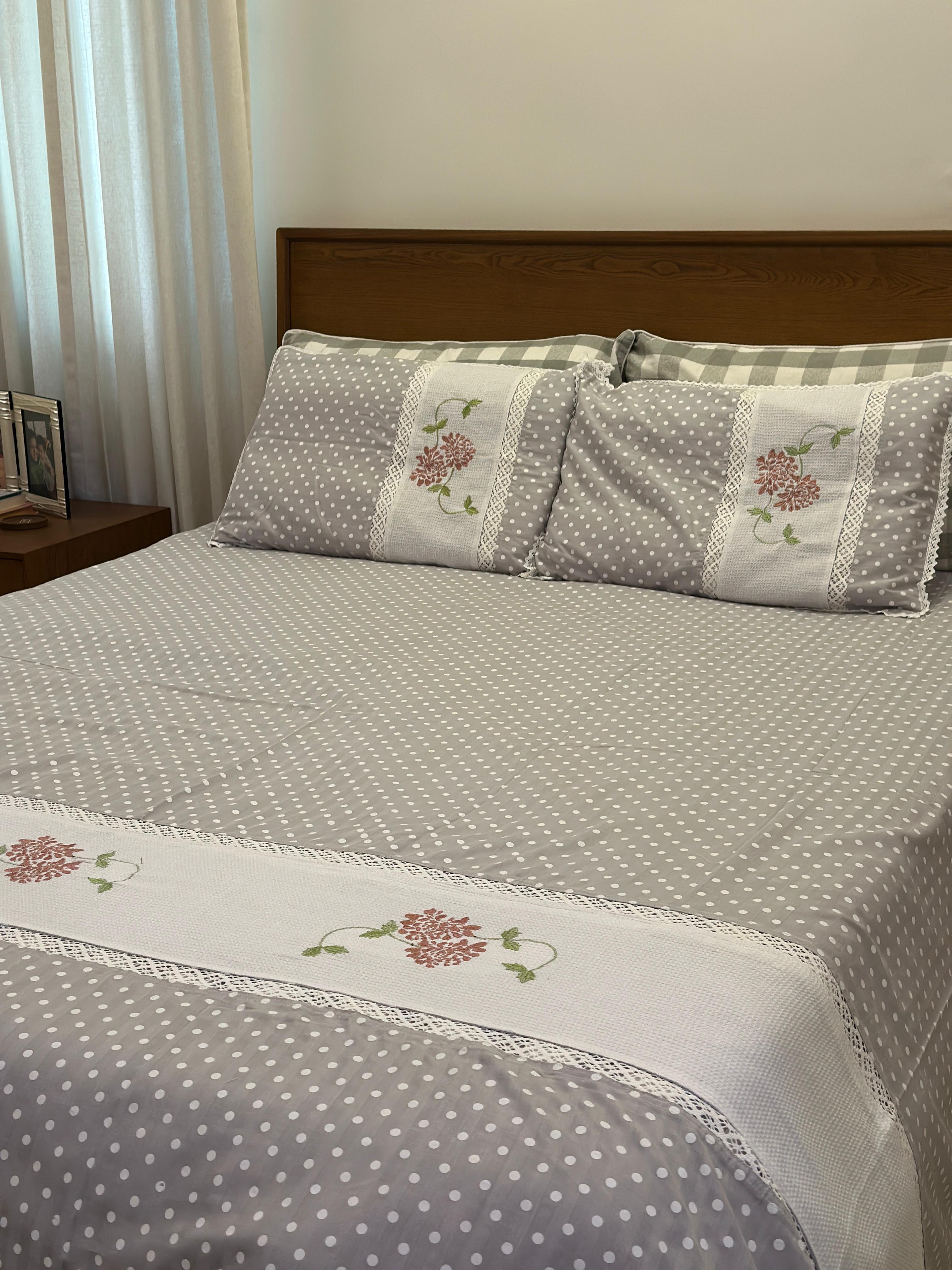 Grey Polka Embroidery