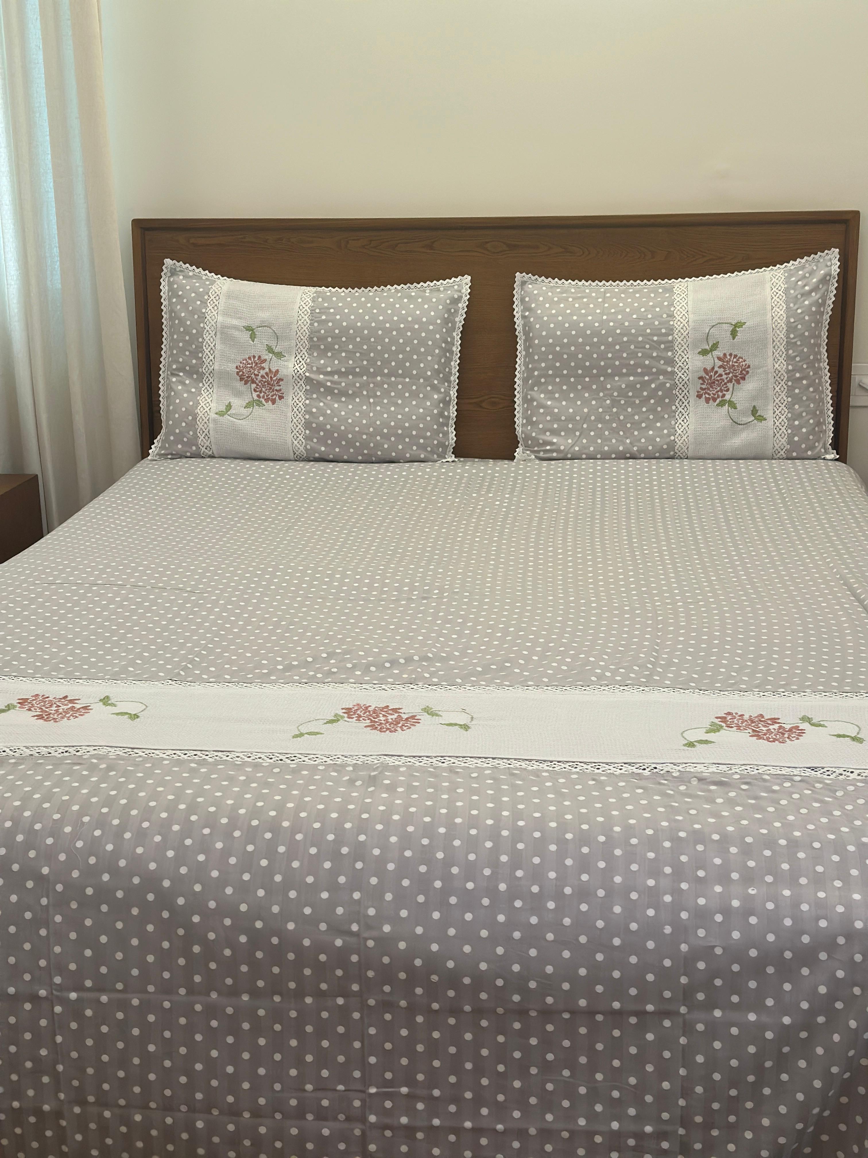 Grey Polka Embroidery