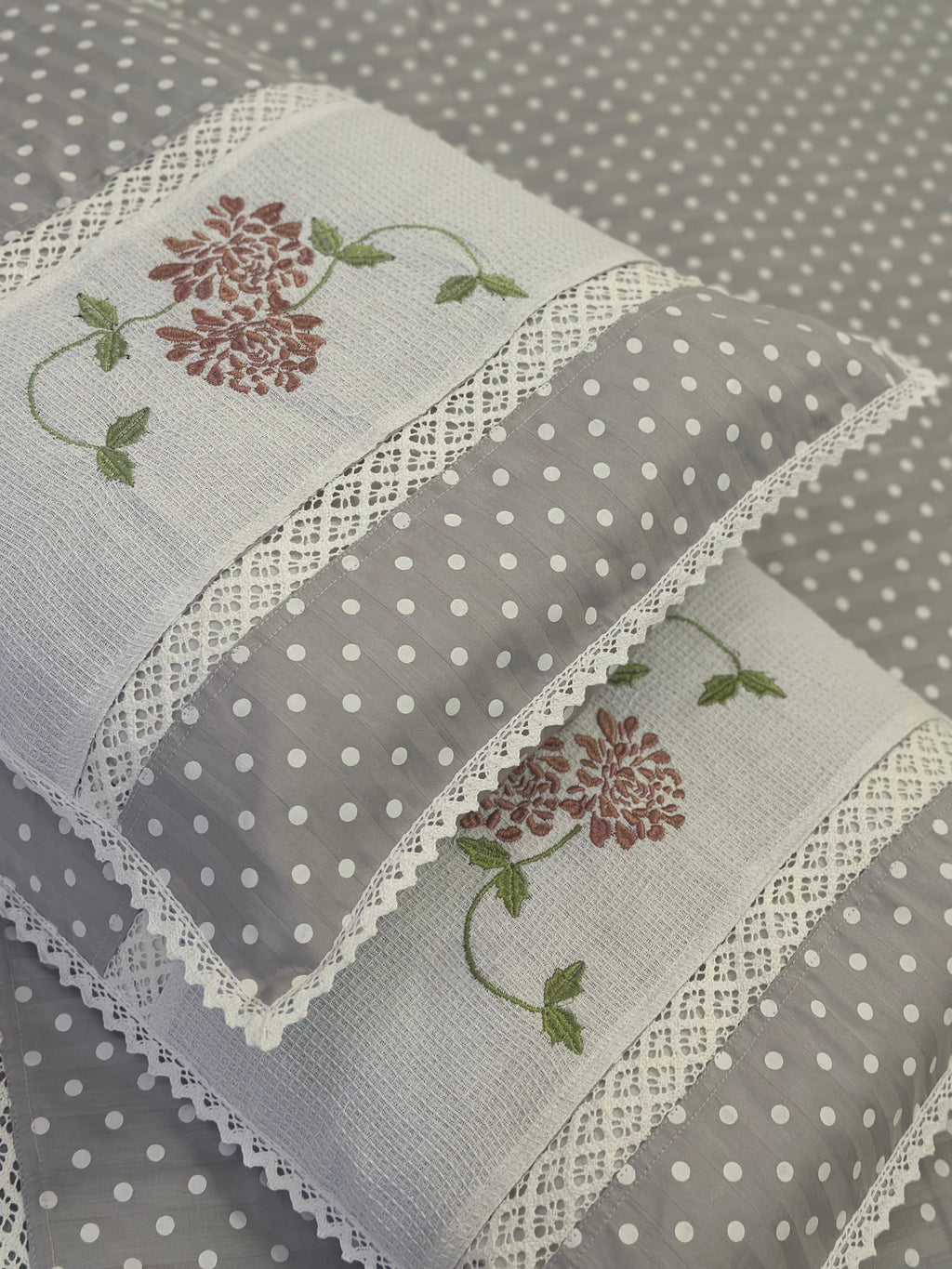 Grey Polka Embroidery