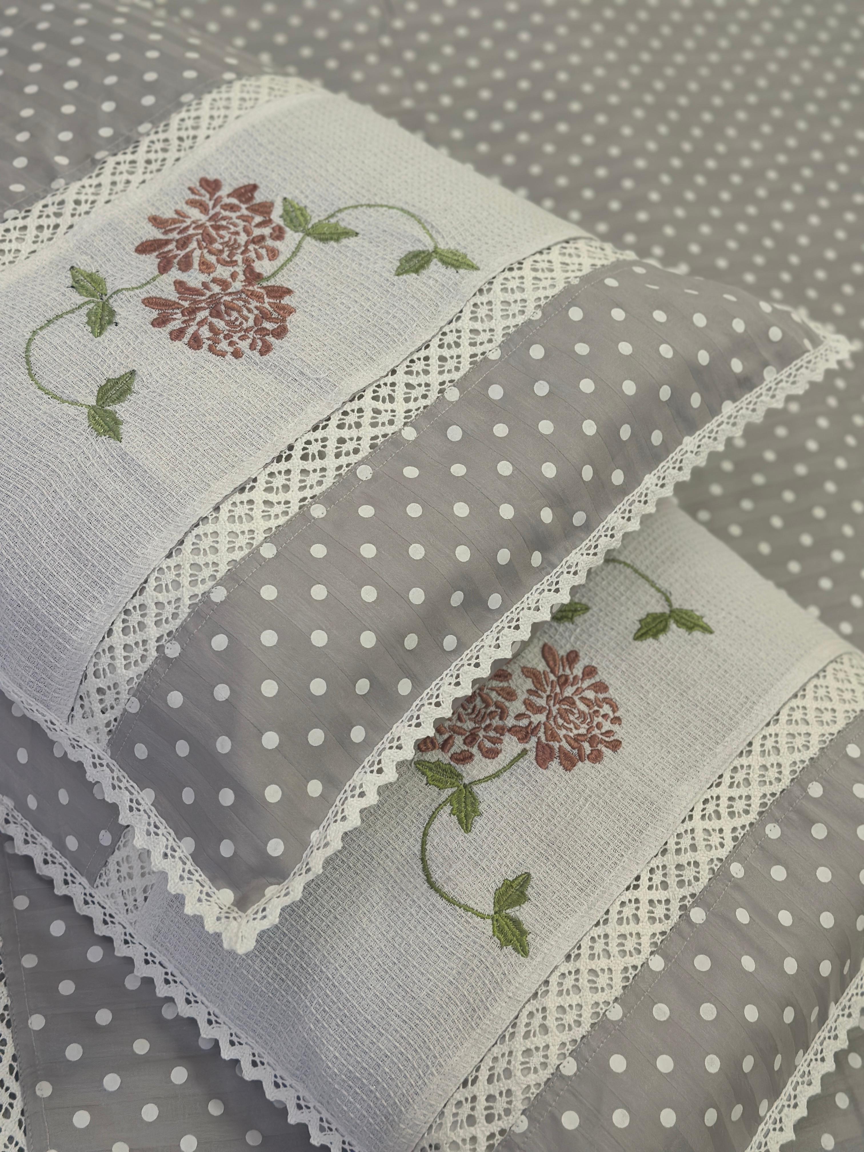 Grey Polka Embroidery