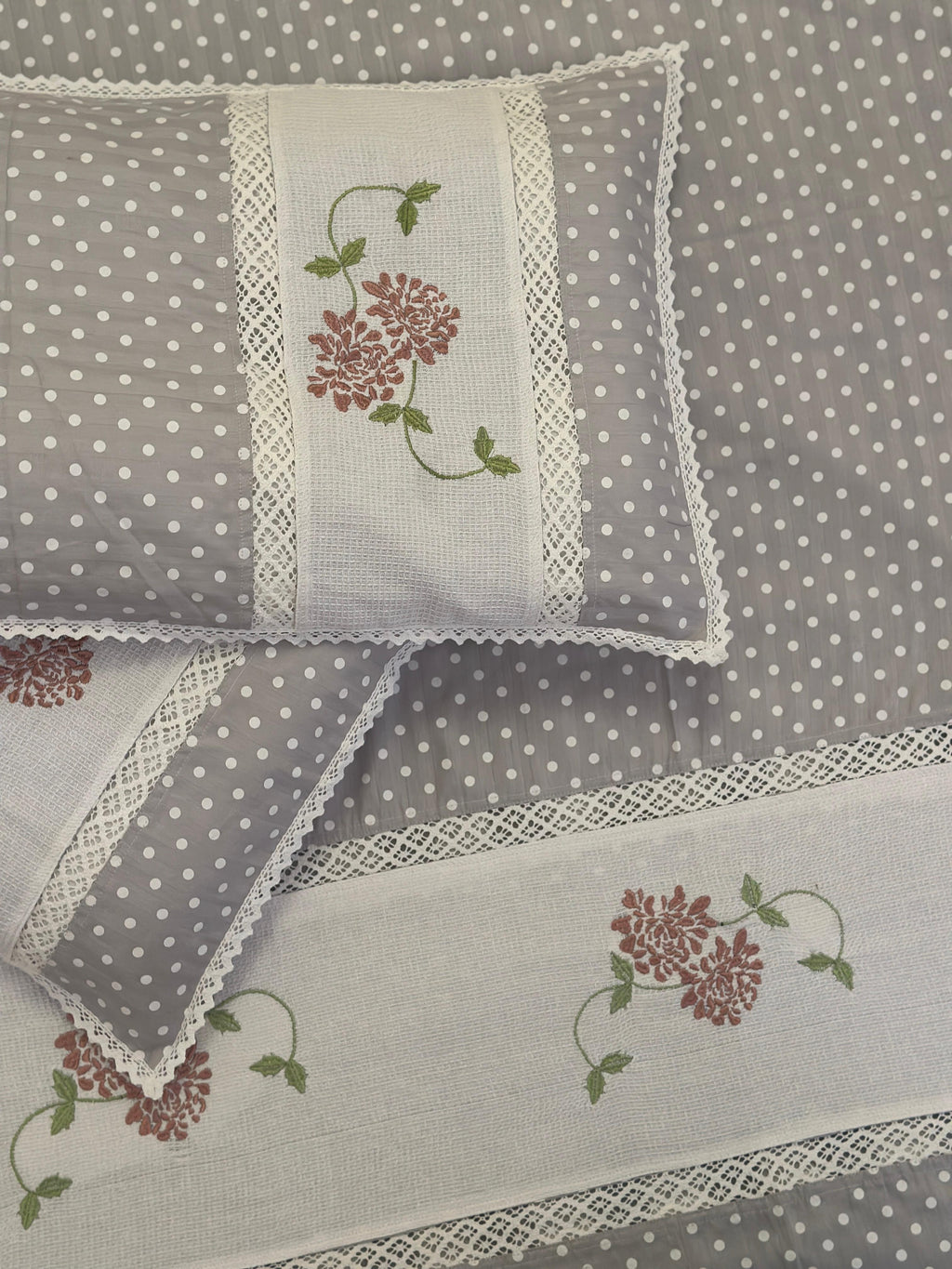 Grey Polka Embroidery