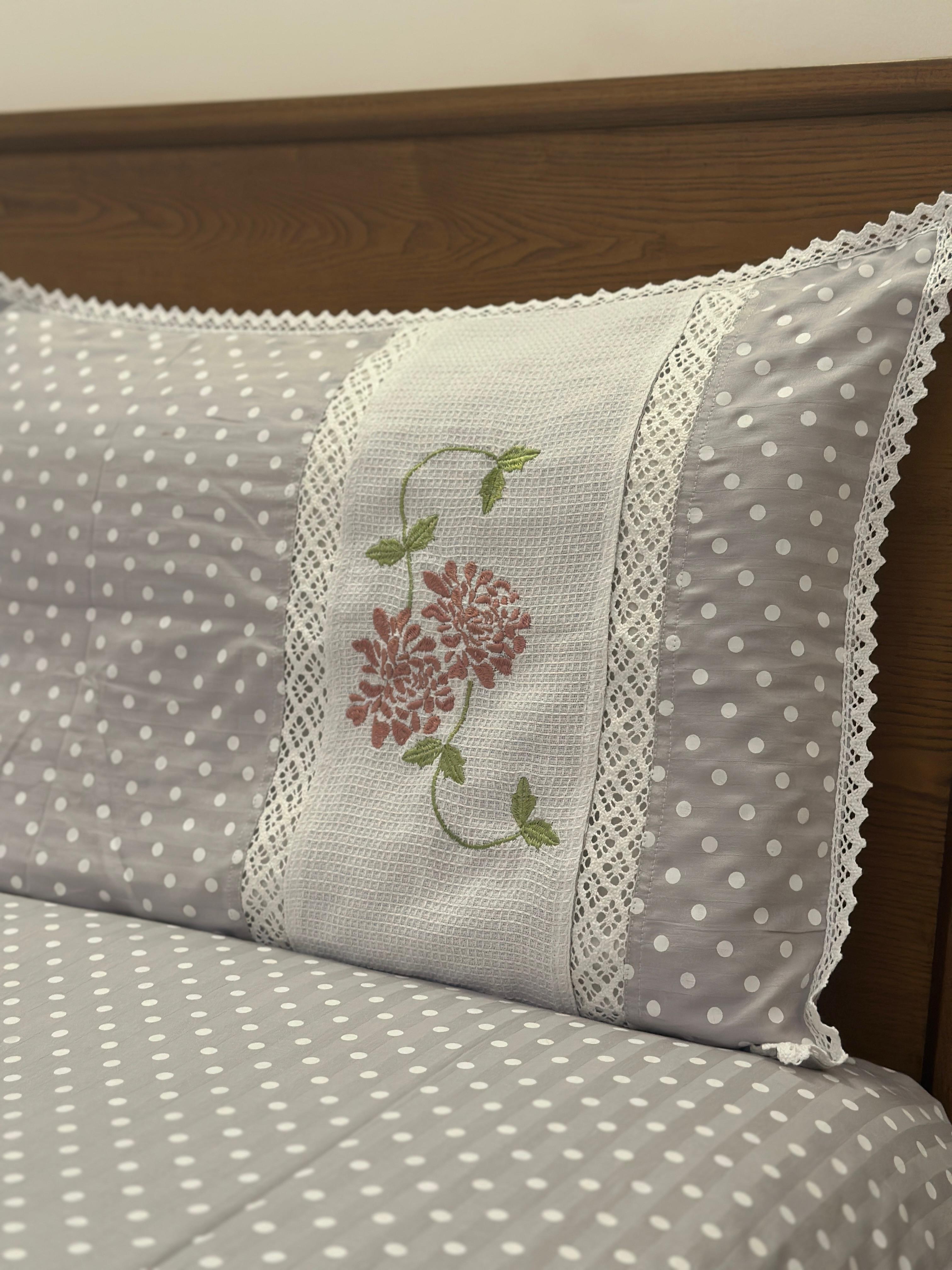 Grey Polka Embroidery