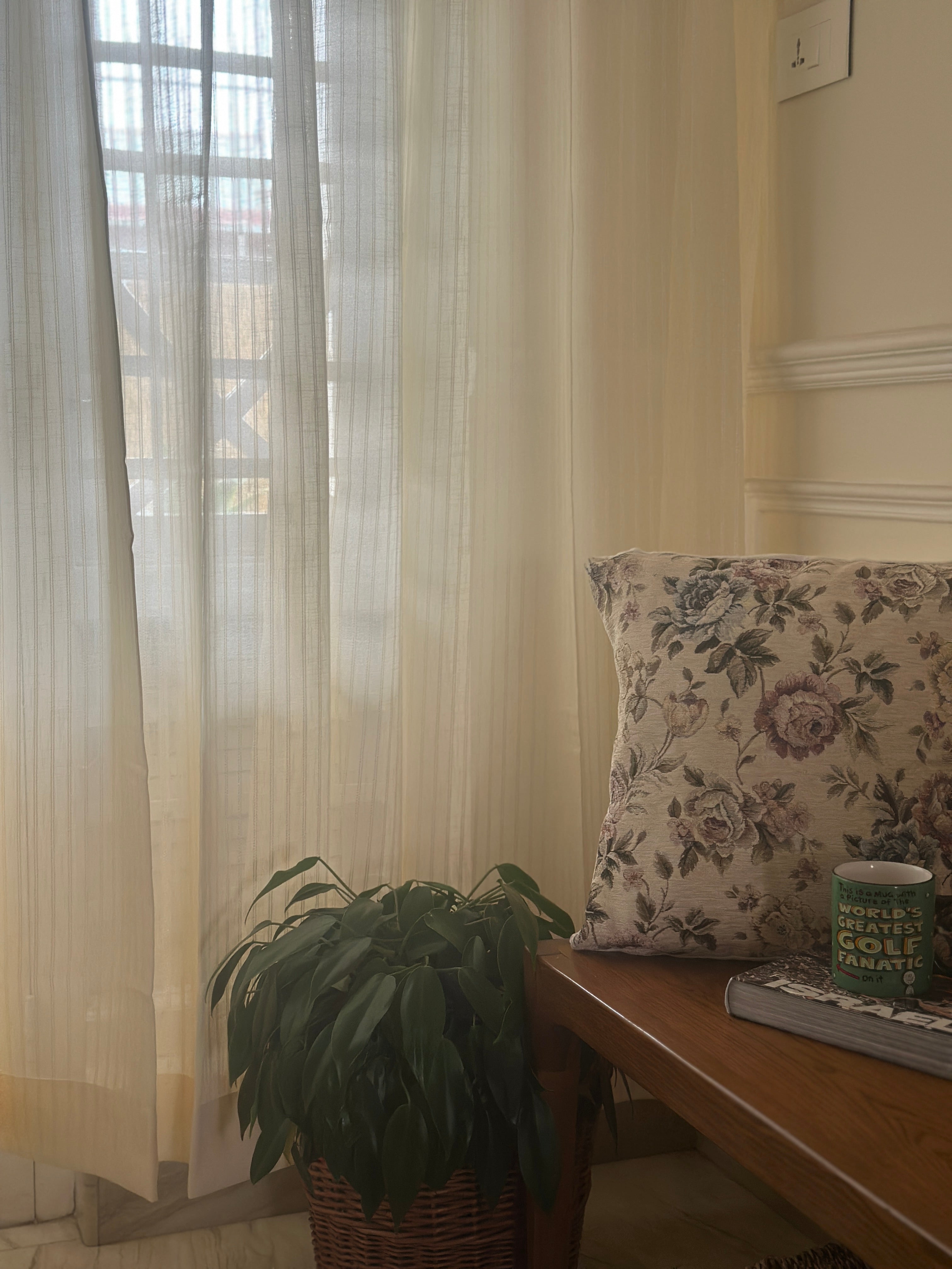 Sprig Sheer Curtain - Cream