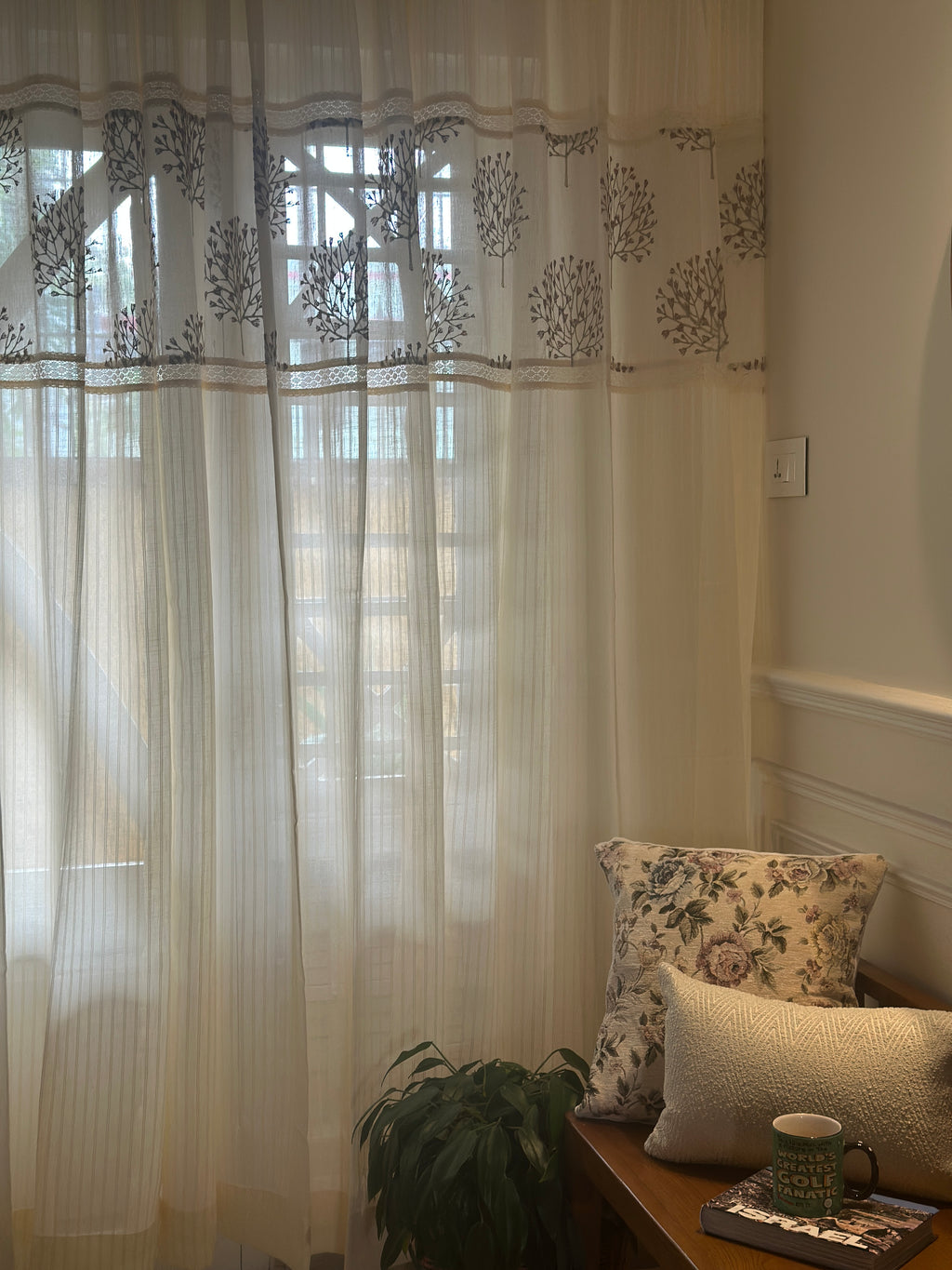 Sprig Sheer Curtain - Cream