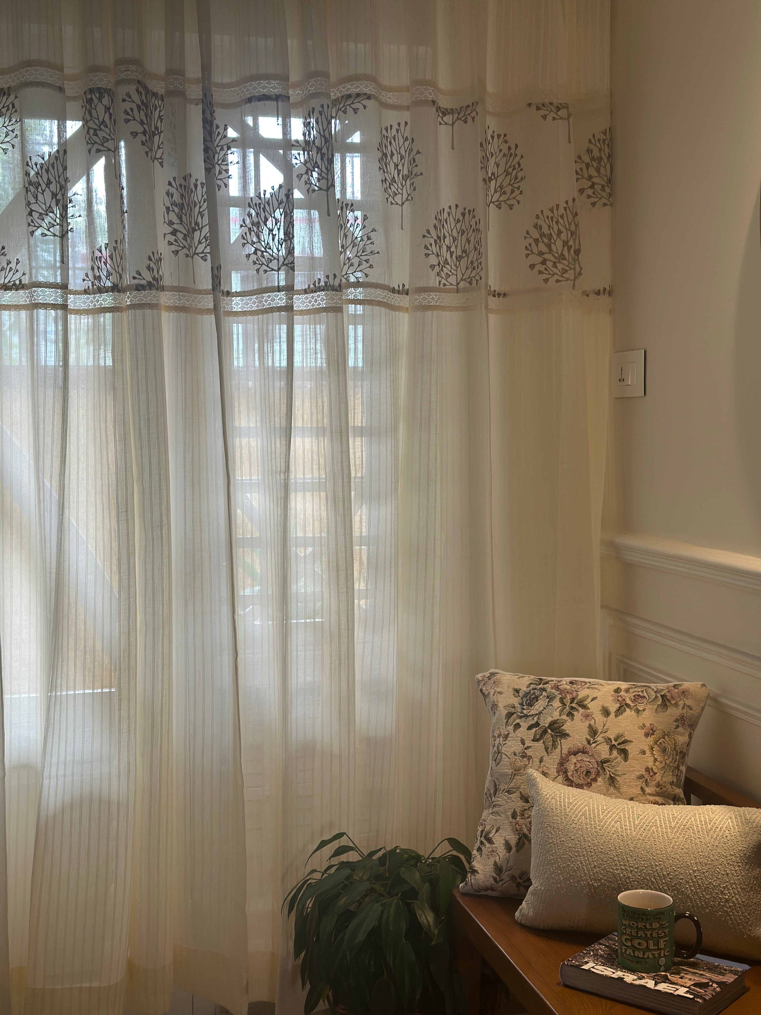Sprig Sheer Curtain - Cream