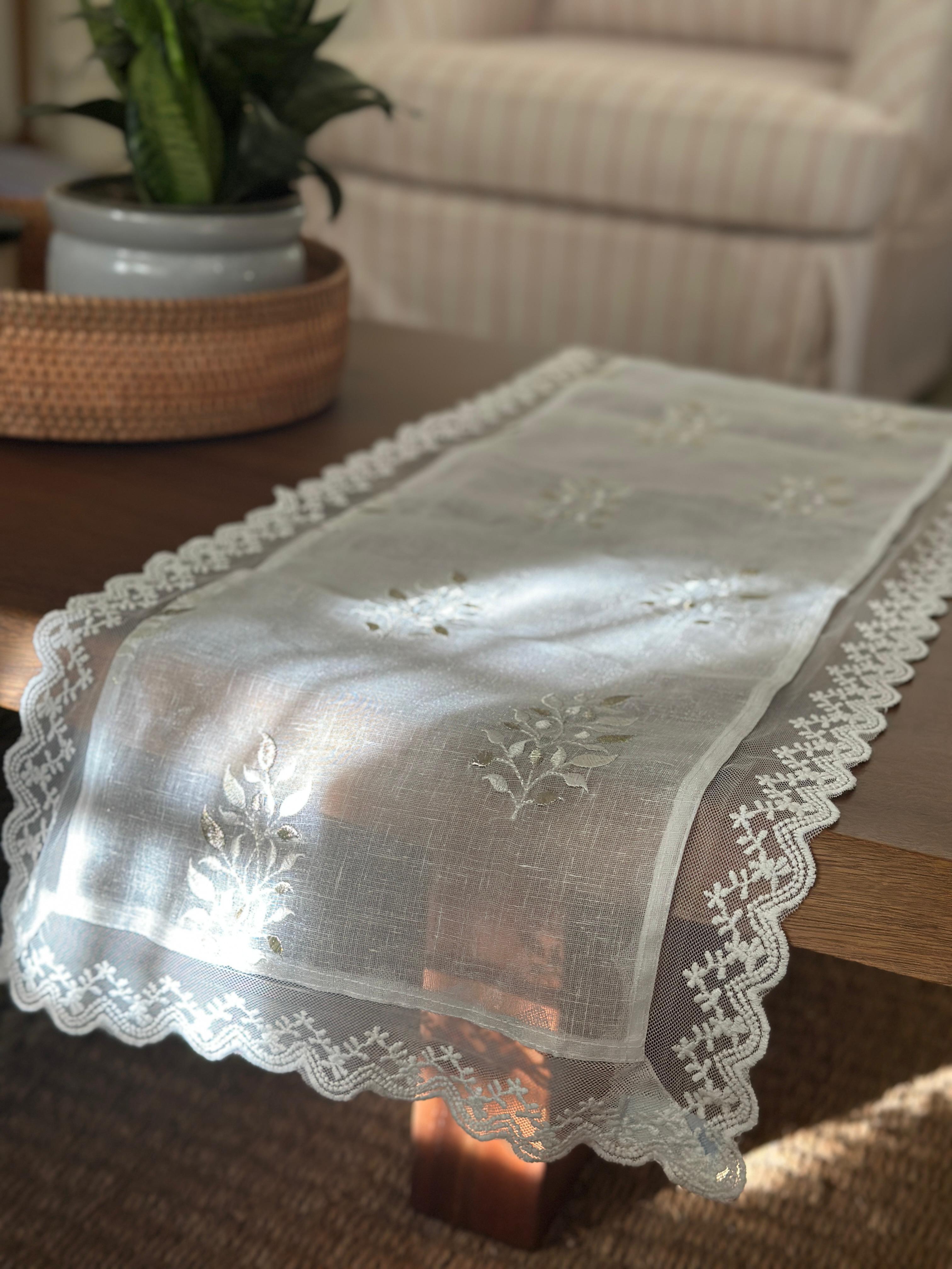 White Linen Runner