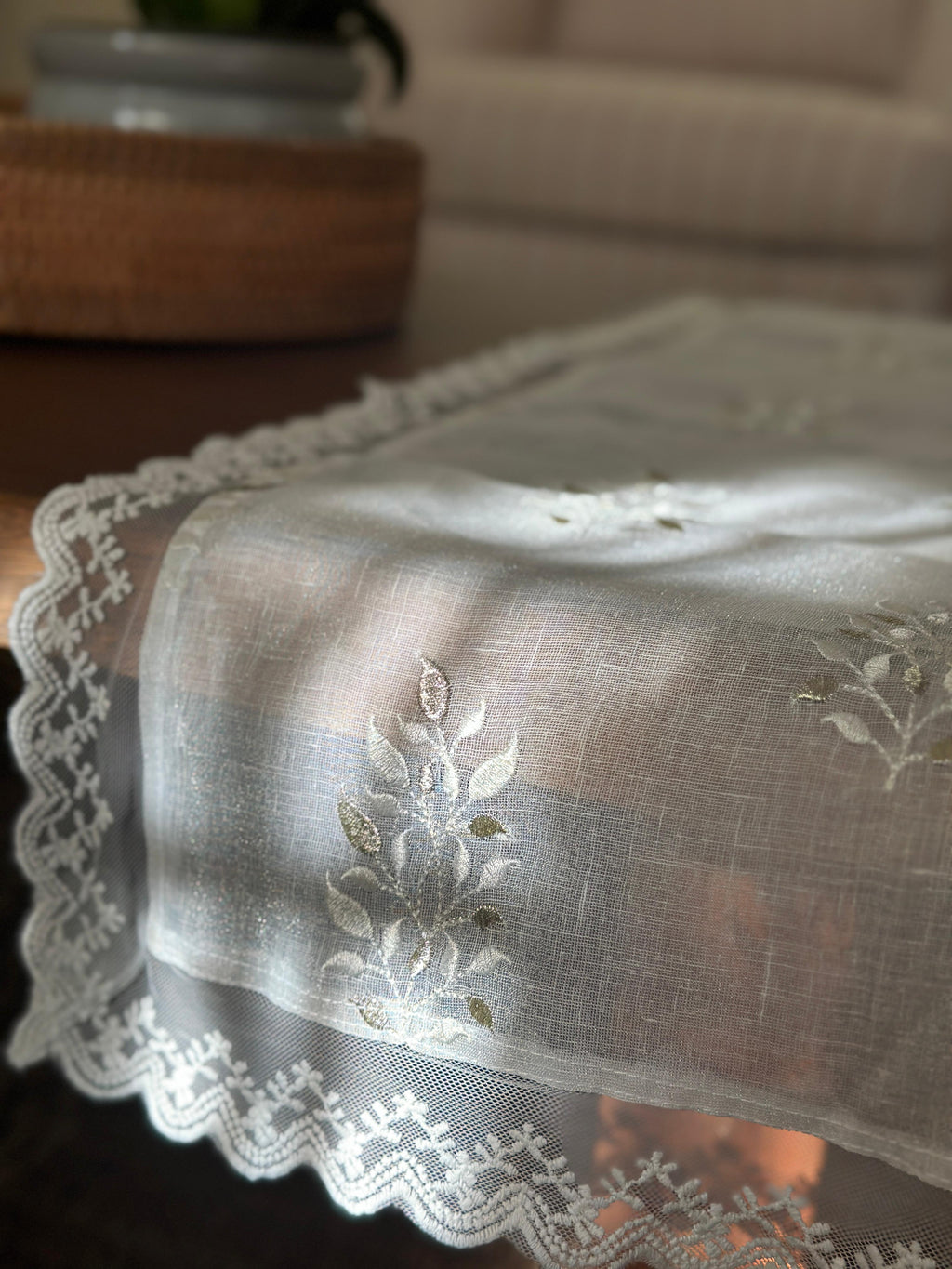 White Linen Runner