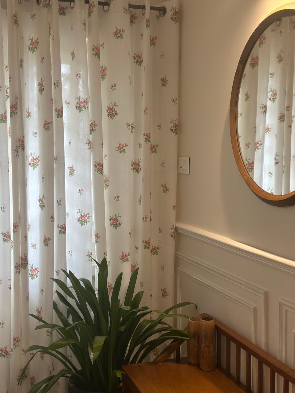 Blush Sprig Opaque Curtain