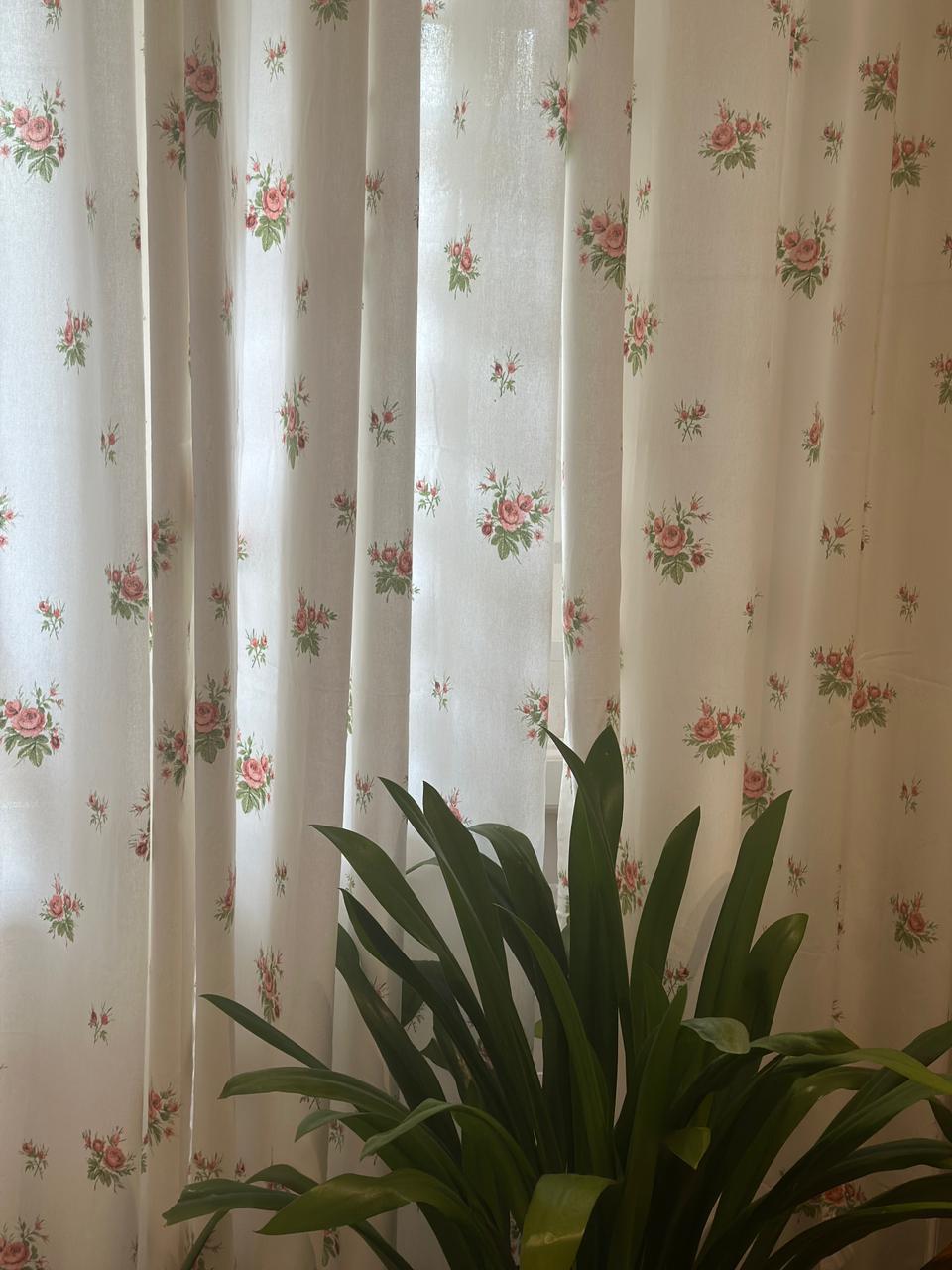 Blush Sprig Opaque Curtain