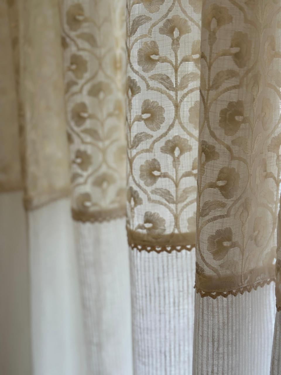Ivory Bloom Semisheer Curtain
