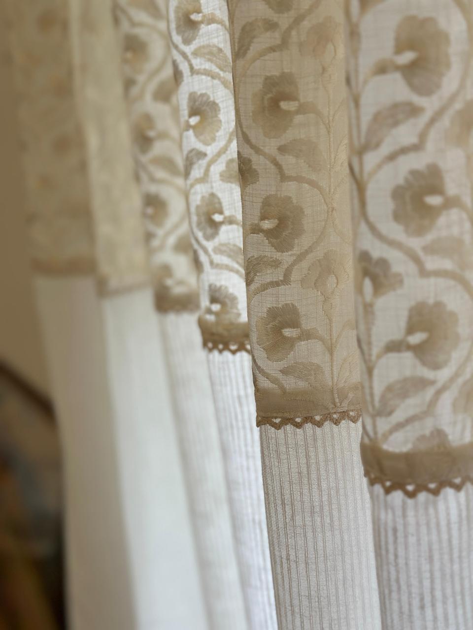 Ivory Bloom Semisheer Curtain