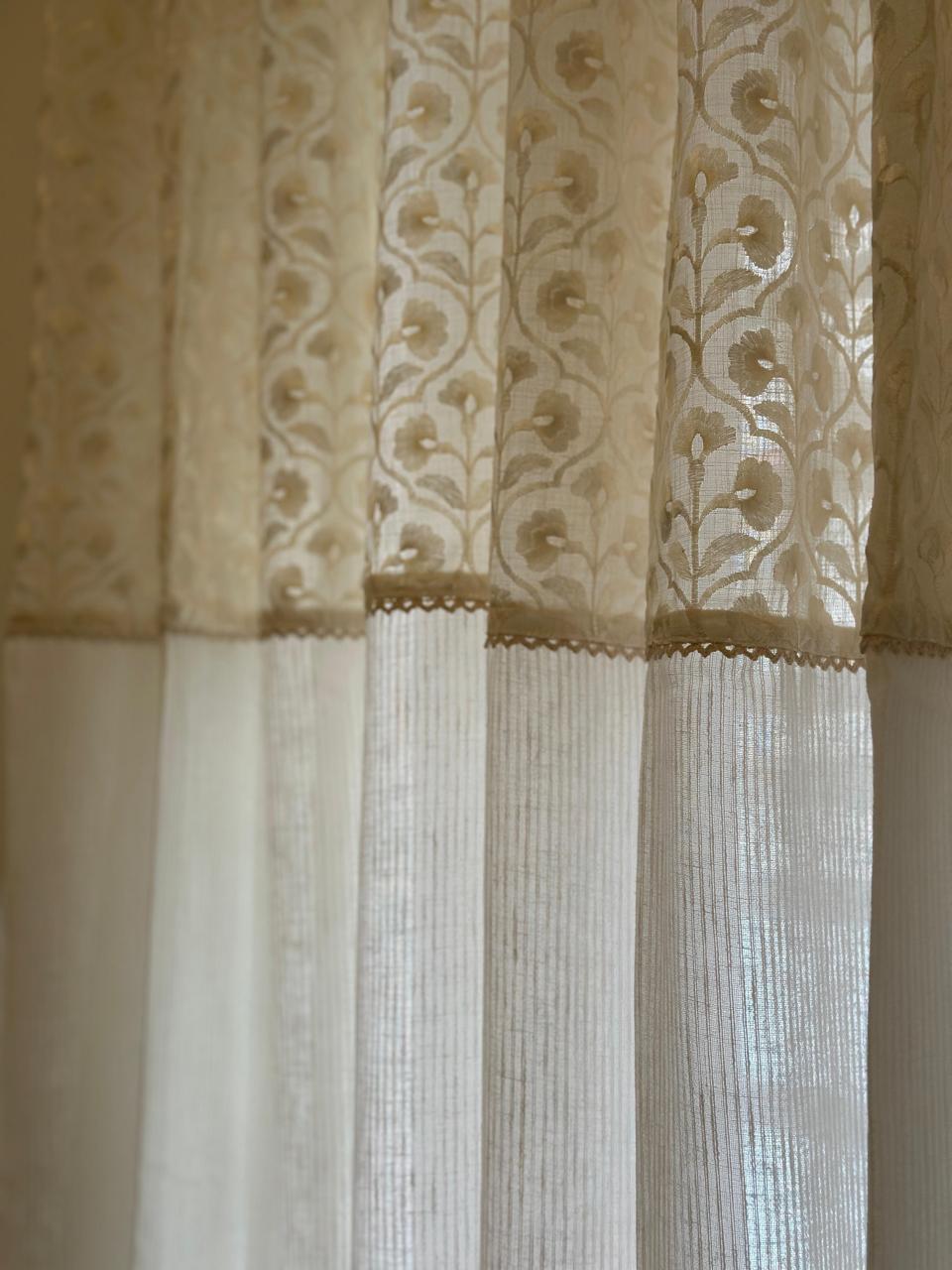 Ivory Bloom Semisheer Curtain