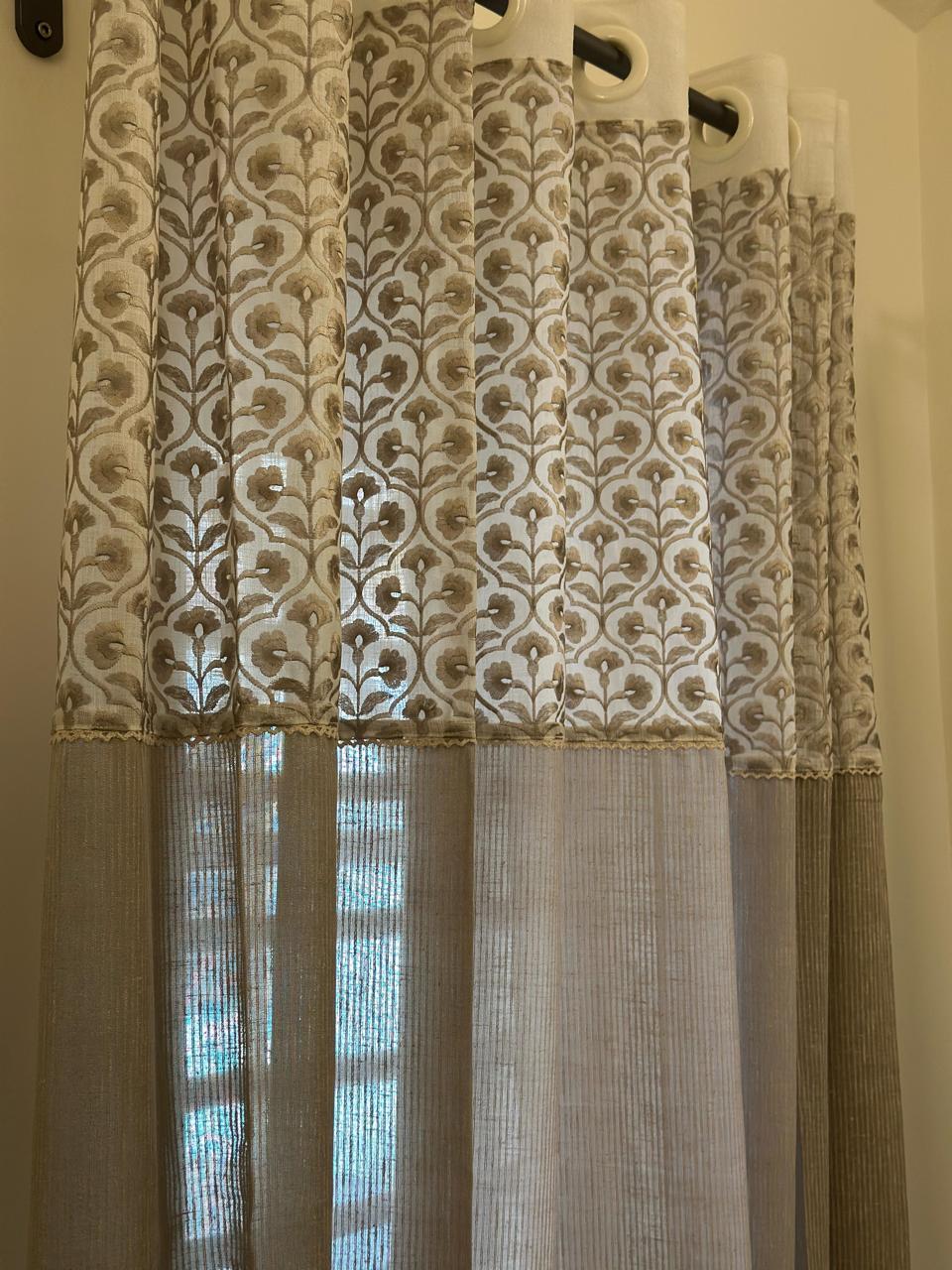 Beige Blossom Semisheer Curtain