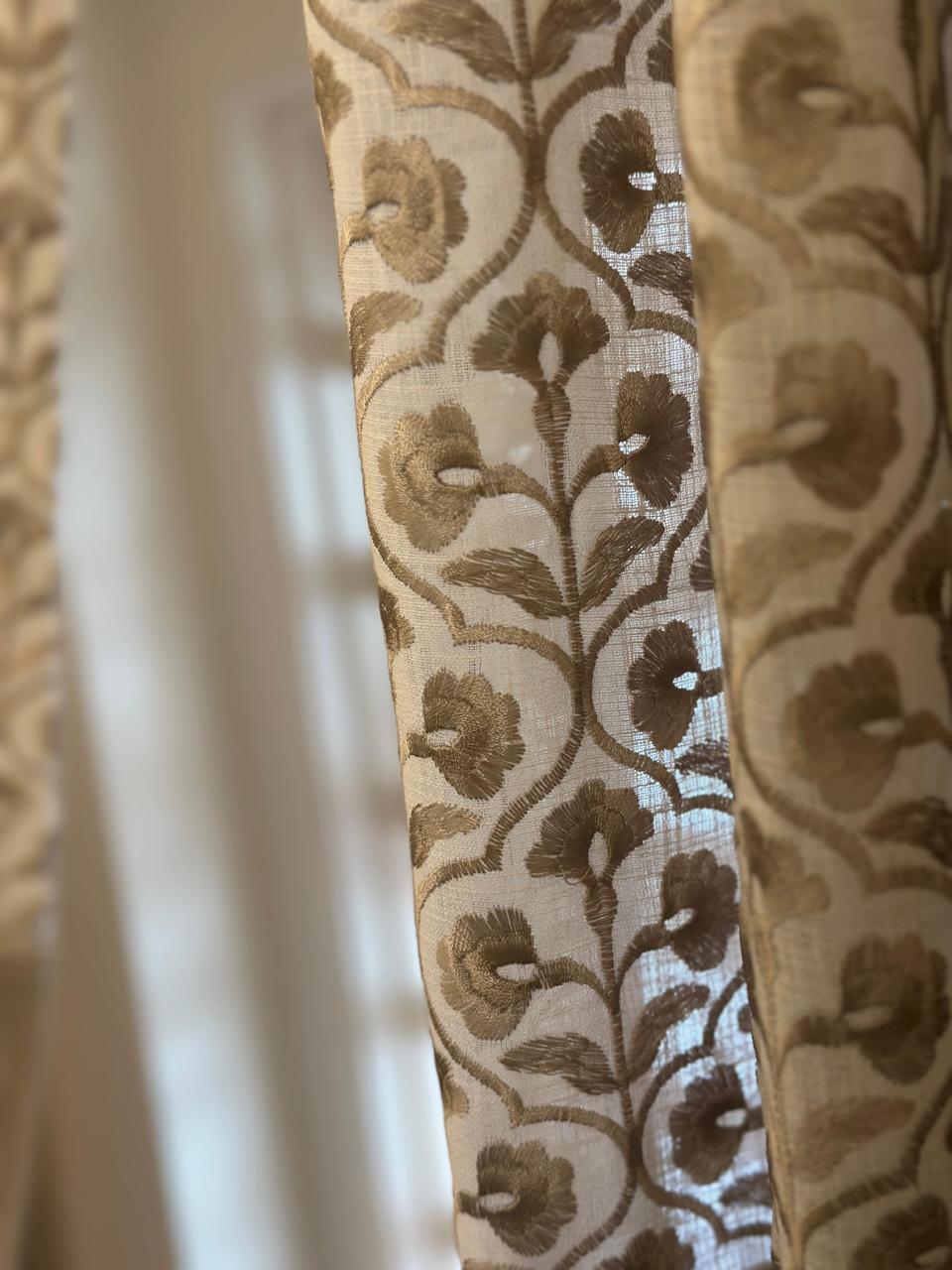 Beige Blossom Semisheer Curtain